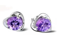 New Crystal Cubic Zirconia Love Heart Stud Earrings Wedding Earrings Fashion Jewelry Women Gifts Will and Sandy Drop Ship 1707666049899
