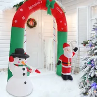 Inflatable Bouncers Playhouse Swings 2.4m High Christmas Inflatable Archway 3D Cartoon Yards Arch with Santa Claus Snowman for Xmas Year Party Gift 230222
