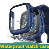 Su Geçirmez Kılıf Akıllı Koruyucu Plastik Siyah Kapaklar Serisi 6 5 44mm Ekran Cam Özel 40mm 41mm 45mm 42mm Apple Watch Case için