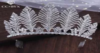 CC Düğün Takı Büyük Tiaras ve Crowns Saç Bantları Gelin Yaprak şekli için Lüks Nişan Saç Aksesuarları DIY XY3507888058