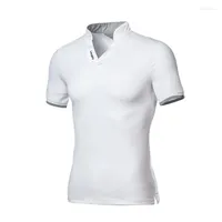 メンズポロス2023 Zomer Nieuwe Aankomst Katoen Mannen Polo Shirts Fashion Brand Plus Korte Mouw Zwart Wit Homme Camisa7xl