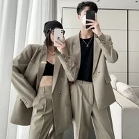 Herrenanzüge Blazer Ehepaar Sets Männer Fashion Business Casual Office Jacke Pant Frauen in Übergröße Streetwear Hip Hop Anzug Hosenmänner