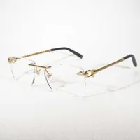 Vintage Randless Brillen Männer Metall Rahmen Brillen Accessorie Clear Gläses Square für Club mit Case Goggle Senior Eyewear Brille Sonnenbrille