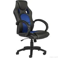 Executive Racing Office Chair PU Leather Swivel Computer Desk High-Back Blue158H