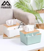 Tissue Boxes Wooden Cover Napkin Paper Wet Wipes Box Storage Holder Case Multifunctional Desk Organizer Home Office 2204093250054