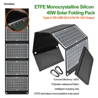 Solar Panels ETFE Monocrystalline Folding Pack 45W Povoltaic Cell Type C PD USB QC30 5V 9V 12V Output Outdoor PV Plate Fast Charger 230222
