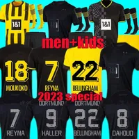 2023 Dortmund Maglie da calcio Special All-Black 22 23 Haller Borussia Casa di calcio Reus Bellingham Hummels Reyna Brandt Maillot de Foot Men Kids Kits Neongelb