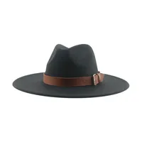 Шляпа шляпы федоры для женщин филиаленных шляп для мужчин панама Wide Brim 9,5 см с твердым поясом.