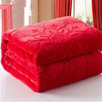Home Textile Red Color S￳lida Coral L￣o Cobertor Europa Europa Com toque macio, cobertores grossos, jogue na cama Sof￡ Travel Queen Size200r