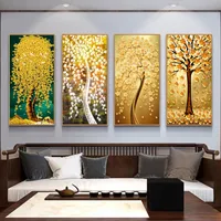 Nordic Abstract Golden Tree krajobraz sztuki Płótno plakat i druk sztuki ścienne zdjęcia do salonu wystrój domu
