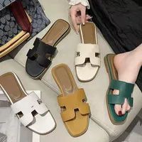 디자이너 샌들 여성 슬리퍼 숙녀 평평한 낮은 힐 슬라이드 패션 고급 스카프 실내 야외 여름 해변 샌들 신발 편리한 슬라이드 샌들 35-42
