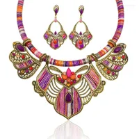 Серьги ожерелья устанавливают богемные серьги, коренастая эмалевая многоцветная подвеска винтаж для атако