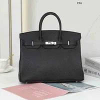 Designer Bags Birkin Herme Handbags h Home 2023 New Super Large 35 Silver Button Platinum Bag Female Togo Real Have Logo Frj