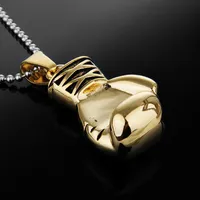 Pendant Necklaces Gold Color Boxing Glove Necklace Chain Stainless Steel Boys Charm Fashion Sport Fitness JewelryPendant