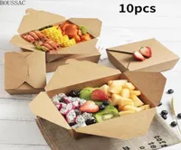 Disposable Take Out Containers Environmentally Friendly Kraft Paper Lunch Box Takeaway Packaging Fried Chicken Pizza Fruit1124553