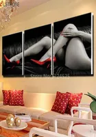 Clstrose No Frame 3 조각 섹시한 숙녀 캔버스 그림 현대 빨간색 하이 힐 신발 벽 그림 홈 장식 거실 침실 LJ29917095