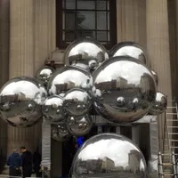 Серебристый гигантский надувный зеркальный декорация мяча 50 см 1 м надувная зеркальная сфера наружная зеркальная воздушный шар воздушный шар