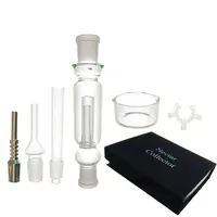 18 8mm Nectar Collector Kit Mouthpiece Dab Rig Glass Bubbler Pipes Pocket Clear Straw Glass Set Box Water Herb Oil Burner Quartz B247V