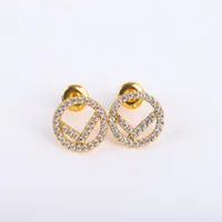 Fashion gold Stud earrings aretes for lady Women Party wedding lovers gift engagement jewelry for Bride with box NRJ339A