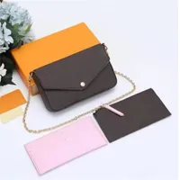 Klasik Luxurys Designer Bag 3pcs Set Kadın Çanta Çanta Çantası Crossbody Orijinal Deri Çanta Moda Omuz Lady tote çanta cüzdan kutu