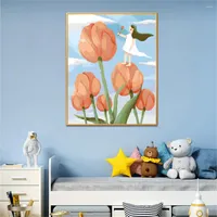 Peintures peintes par numéros tulip girl set idées cadeaux uniques pour chute d'anniversaire toile de peinture d'huile adulte adulte