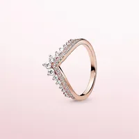 Anel de diamante CZ de moda de alta qualidade para Pandora 925 Sterling Silver Rose Gold Bated Women's Wedding Ring Box Original Set259r