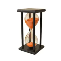 60分木製サンドグラス砂時計砂時計タイマークロック装飾ユニークギフトタイプ60minブラックフレームオレンジサンド227y