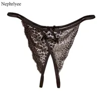 2021 Women Luipaard Tongs Sexy Lace G-String Briefs Dames Comfortabele open Crotch slipjes Ademende T-back Underwear P110234P