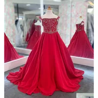 Vestidos del concurso de ni￱as Vestido de chic￳n rojo 2023 Aline Cristales sin tirantes Bodice Cumplea￱os Fiestas Formal TODD DH32H