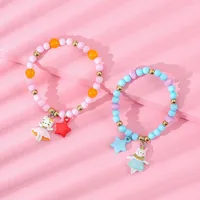 سحر أساور LoveCryst 2pcs/مجموعة Candy Color Diy Diy Acrylic Beads Cute Cat Bracelet للأطفال هدايا الصداقة