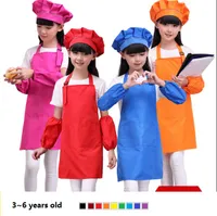 Aprons Printable Customize Logo Children Chef Apron Set Kitchen Waists 12 Colors Kids With Hats For Painting Cooking Baking Drop Del