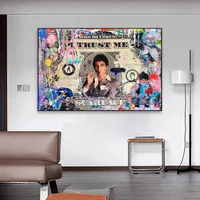 Movie Star Al Pacino Scarface Graffiti Art Canvas Panting Wall Art Picture Money Pop Canvas Painting Room Home Decor No Frame