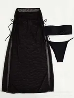 Designer Women Swimwear Black 3 stuks Set Bikini's Vrouwelijke zwempak Cover-ups voor damesrokken Bikini Triangle Beach Summer Bathing Suit