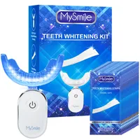 Mysmile Weeth Releding Kit со светодиодным светом, 28 -кратными отбеливающими полосками зубов для чувствительных к зубам, 10 -минутным быстро отбеливающим зубам, помогает удалить пятна из кофе, курить, вина