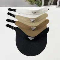 Koreansk version av halmv￤vd tom topp hatt kvinnlig sommar resor solskyddsmedel visir hatt stora takfot m￶ta t￤ckmode triangel etikett toppl￶s halmhatt