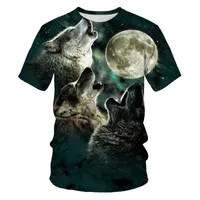 Herr t -shirts camiseta de manga corta con estampado 3d lobo para hombre y mujer camisa deportiva cuello redondo informalmen's
