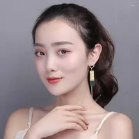Dangle Earrings 2023 Korean Long Statement Geometric Rectangle Tassel Drop for Women Fashion Jewelry Brincos