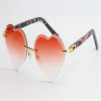 새로운 림리스 선글라스 대리석 판자 선글라스 판매 3524012 상단 림 포커스 안경 슬림 및 길쭉한 삼각형 렌즈 유니와이즈 260r