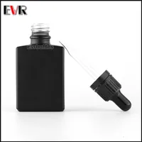 1 унция прямоугольная матовая черная e Сок стеклянная бутылка капельницы с подметочкой для эфирного масла для бороды и eliquid267w