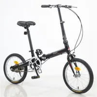 Fällbar cykel 16 tum vuxen fällbar cykel bärbar ultralätt enkel hastighetsgenerering kör maskintyp skivbroms