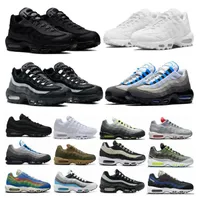 OG 95 Running Shoes Men Women 95s Triple Black White Crystal Blue Denham Neon Solar Red Smoke Grey Matte Olive Running Club airs Mens Trainers Outdoor Sports Sneakers