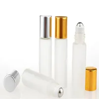 300 pieces of 5 ml frosted clear glass roller bottles stainless steel bottles ball essential oil refillable empty frosted glass ro3433