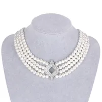 Anhänger Halsketten Howaway Luxury Fashion Crystal Micro Pave Setting 4 Schicht Perlenketten für Frauen Hochzeitsfeier Accessoires Jewelle 230223