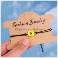 Charm Bracelets Boho Sunblume Armband Daisy Verstellbar gewebt mit Karten Ladies Bangle Vintage Juwelier Paar Lucky Friendship Drop d Dh4ia