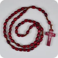 Hanger kettingen ovaal hout rozenkrans kralen inri Jezus kruis ketting katholieke mode religieuze sieraden