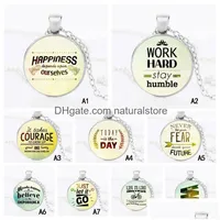 Pendant Necklaces New Inspirational Word Round Glass Letter Moonstone Charm Chain For Women Men S Fashion Luxury Jewelry Gift Drop D Dhhv9