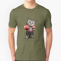 남자 T 셔츠 박스 고양이 티셔츠 순수면 O- 넥 셔츠 남성 복싱 스포츠 에너지 파워 치유 링 체육관 동기 부여 싸움 패배