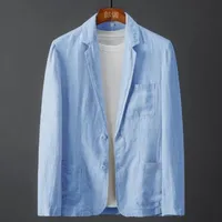 Men's Suits Blazers Blazer Jacket Spring Summer Solid Slim Casual Business Thin Breathable White Cotton Linen Suit Coat Male 230222