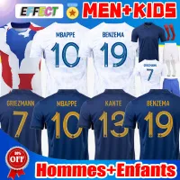 3XL 4XL Maillots de Futbol 2022 Futbol Formaları Fransız Benzema Futbol Gömlekleri Mbappe Griezmann Pogba Kante Maillot Ayak Kiti Top Gömlek Homm