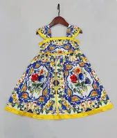 2023 Neueste Style Girls Dress Summer Cotton Fashion Einfaches gelbes Kleid 90-150